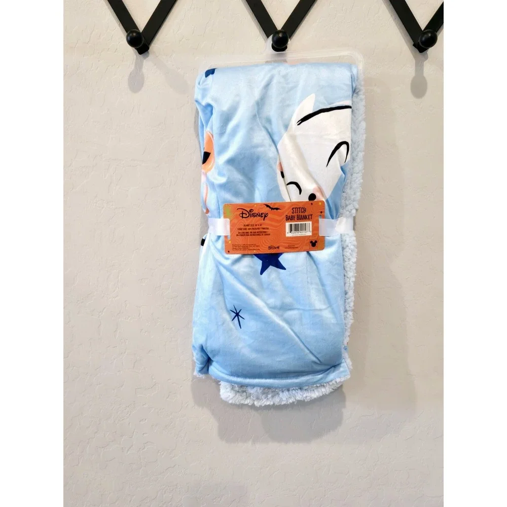 Disney Stitch Halloween Blue Baby Blanket 30 x 40 in. Pumpkin, Ghost